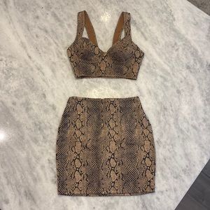 NWT Snakeskin Matching Bustier Crop Top (S) and Mini Skirt (XS)